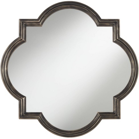 Uttermost Round Vanity Quatrefoil Wall Mirror Rustic Oil Rubbed Bronze Brown Layered Wood Finish Frame 34" Wide Bedroom Living Room Home - image 1 of 4