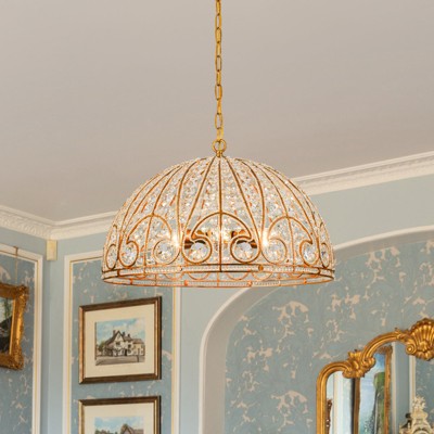 LLHZSY Retro Antique Sphere Crystal Chandelier Adjustable Dining Room Chandelier - Brass - W11 4/5"/17 4/5"/23 3/5"