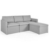 Costway Convertible Sectional Sofa L-Shaped Couch w/Reversible Chaise Dark Grey\Green\Light Grey - image 2 of 4