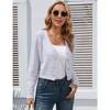 WhizMax Women's Cropped Cardigan V Neck Long Sleeve Soft Knit Rib Bolero Shrugs Sweater - 2 of 4