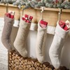 Neutral Stockings 4 Pcs 18 Inch Large Plush Beige Brown Faux Lambswool Xmas Hanging Decor Holiday Party Family Fireplace - 2 of 4