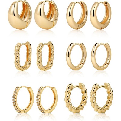 Gold Hoop Earrings Set for Women Trendy, 14K Gold Plated Lightweight Small Gold/Silver Hoop Earrings for Women Chunky Open