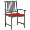 Patio Chair Set of 4 Gray Solid Acacia wood vidaXL - 3 of 4
