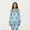 Anna-Kaci Lounge Women's 2-Piece Set Long Sleeve Button Front Pajama Set with Tropical Leaf Print and Soft Silky Fabric - 2 of 4
