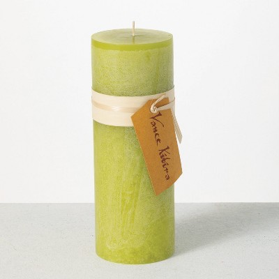 Vance Kitira 9" Green Grape Timber Pillar Candle ,Scentless, Clean-Burning, Environmental Friendly
