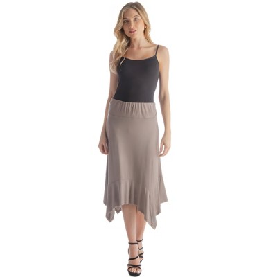 Womens Elastic Waistband Knee Length Skirt