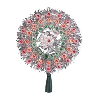 Northlight 8" Pre-Lit Silver Starburst Christmas Tree Topper - Multicolor Lights