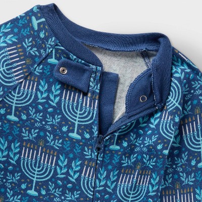 Baby Hanukkah Ribbed Holiday Matching Family Footed Pajama - Wondershop™ Blue, 3 of 6