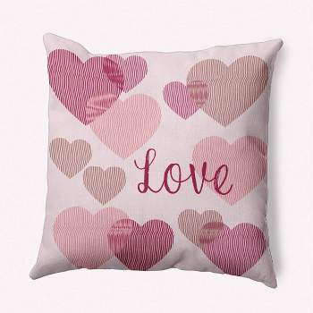 16"x16" Valentine's Day Colliding Hearts Square Throw Pillow Bold Pink - e by design