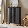 Fluted Dresser for Bedroom with 5 Deep Drawers, Tall Chest of Drawers, Curved Profile Design, Modern Wooden Dresser, for Living Room, Hallway - 3 of 4