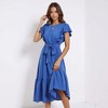 Knit & Lounge Women’s Flutter Sleeve Midi Dress Waist Tie Ruffle Detail Flowy Hem Everyday Style - 4 of 4