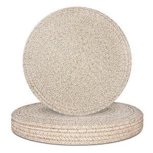 Aoibox Round Woven Cotton Rope Placemats Set 6, Non-Slip Heat Resistant Table Mats for Kitchen and Farmhouse Decor, Boho Style for Dining and Parties - 1 of 4