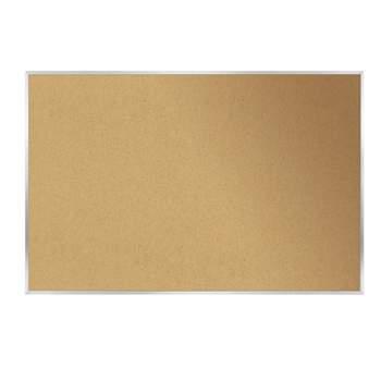 Ghent Natural Cork Bulletin Board with Aluminum Frame, 18"H x 24"W