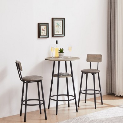 LOVMOR Round bar stool set with shelf