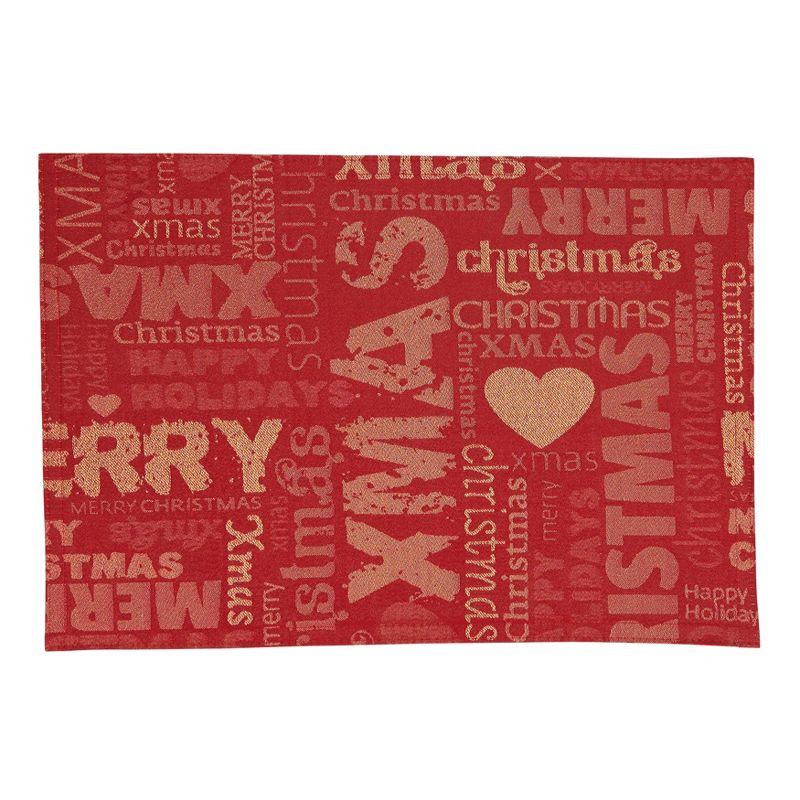 Saro Lifestyle Christmas Placemat, 13"x19" Oblong, Red (Set of 4), 1 of 5