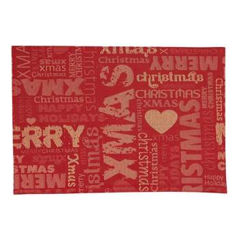 Saro Lifestyle Christmas Placemat, 13"x19" Oblong, Red (Set of 4)