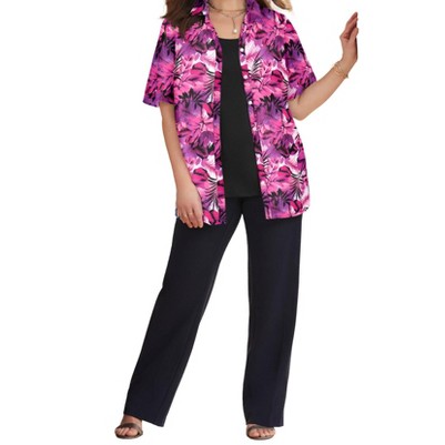 berry pink palm leaves