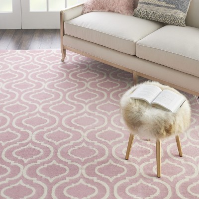 Moroccan Trellis Pink Viscose 8' x 10' Easy-Care Area Rug