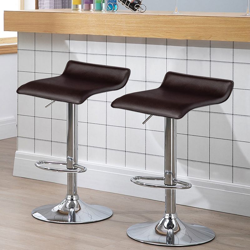 Costway Set of 2 Swivel Bar Stool PU Leather Adjustable Kitchen Counter Bar Chair Coffee, 4 of 11