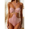 Moda Minx Glowing in Greece 'Pink Shimmer' Paros Pendant Hoop Swimsuit - 3 of 4