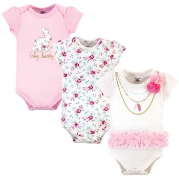 Little Treasure Baby Girl Cotton Bodysuits 3pk, Baby Bunny