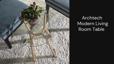 Gold and Clear Glass Round End Table with Metal Base