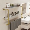 2 In 1 Heavy Duty Industrial Pipe Clothes Rail Floating Wall Mounted Hanging Display Closet Storage Shelf for Bedroom Laundry Room - 4 of 4