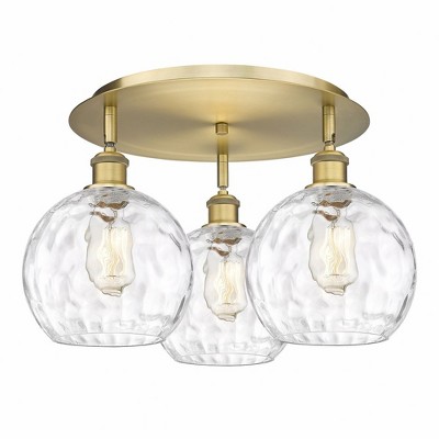 Athens Water Glass - 3 Light Flush Mount In Industrial Style-10.38 Inches Tall and 19.75 Inches Wide
