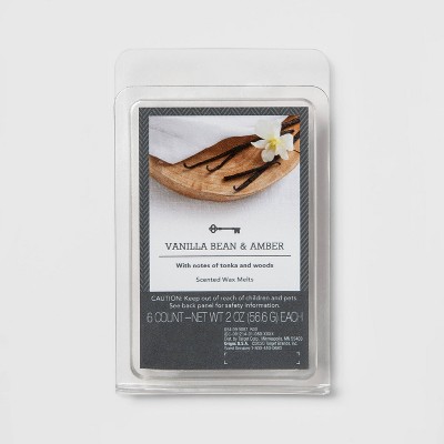 6ct Vanilla Bean and Amber Scented Wax Melts - Threshold™: Paraffin, Nutty Tonka, Woodsy Aroma
