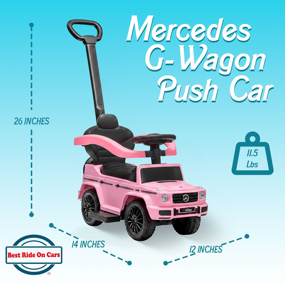 Best Ride On Cars Kids Outdoor Stroller Mercedes G-Wagon 3 in 1 Push Car - thumbnail 3