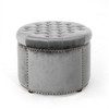 CAVINAS Velvet Ottoman Bench, Round Ottoman Foot Rest with Tufted Top, Work as End Table and Ottoman, Button‑Tufted Accent Seat for Living Room - 4 of 4