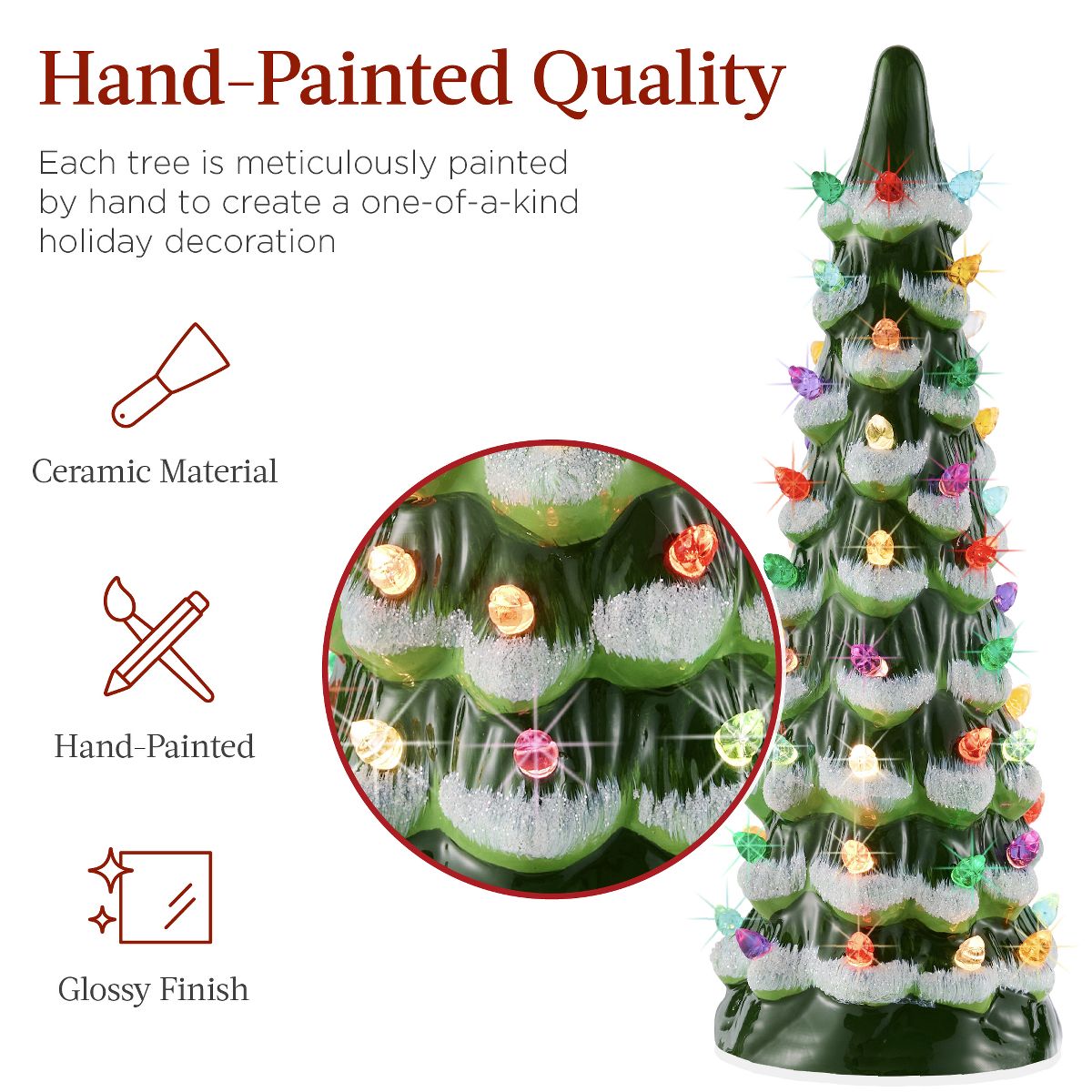Best Choice Products Set of 3 Pre-Lit Hand-Painted Ceramic Tabletop Christmas Trees – Indoor Holiday Décor - thumbnail 10