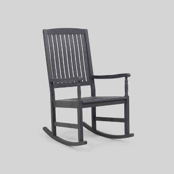 Arcadia Acacia Wood Rocking Chair Dark Gray - Christopher Knight Home