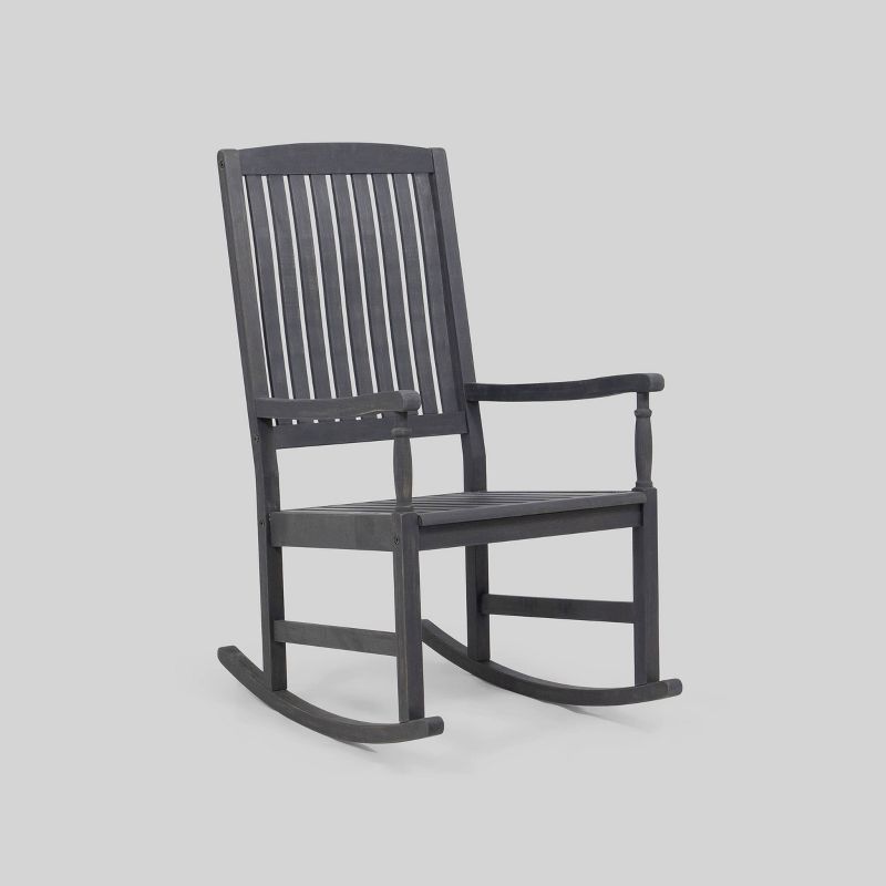 Arcadia Acacia Wood Rocking Chair Dark Gray - Christopher Knight Home, 1 of 9