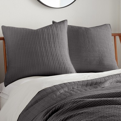 Charcoal Cotton Waffle Euro Sham Set of 2