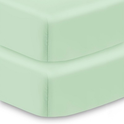 BreathableBaby All-in-One Fitted Sheet & Waterproof Cover, For 52" x 28" Crib Mattress (2-Pack), Mint Green