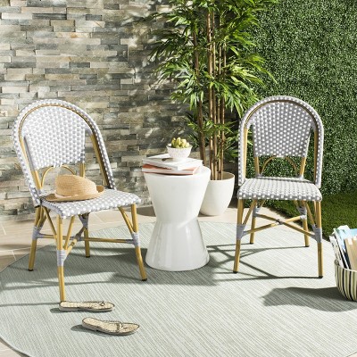 Salcha Gray and White Wicker Bistro Side Chair Set
