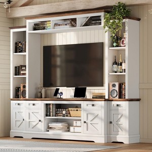 AMERLIFE Farmhouse Entertainment Center Wall Unit with Bookshelves - 1 of 4