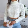 Women's Fall Cable Knit Sweater Long Sleeve Shirt Turtleneck Cropped Casual Pullover Sweater Top - 4 of 4