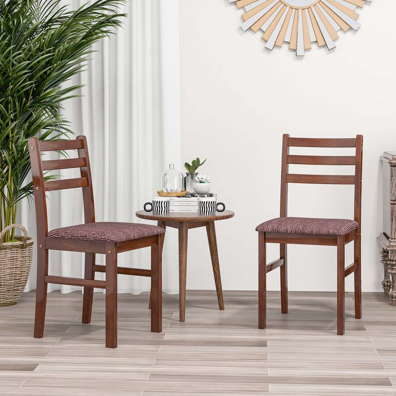 Costway Set of 2 Wooden Dining Chairs Mid-Century Armless Chairs with Curved Backrest, 2 of 11