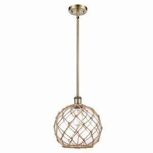 Farmhouse Rope - 1 Light Stem Hung Mini Pendant In Industrial Style-13 Inches Tall and 10 Inches Wide - 1 of 1