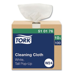 Tork Cleaning Cloth, 8.46 x 16.13, White, 100 Wipes/Box, 10 Boxes/Carton - 1 of 4