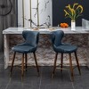 Roundhill Furniture Nevis Mid-century Modern Faux Leather Tufted Nailhead Trim Counter Stool, Blue, Set of 2 - 2 of 4