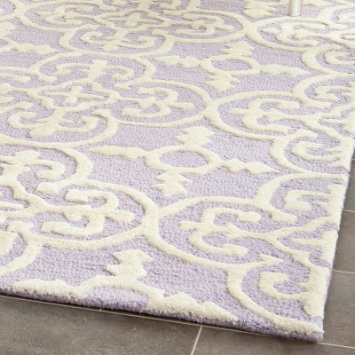 Lavender and Ivory Hand-Tufted Wool Area Rug, 8' x 10'