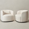 KINWELL Textured Linen Blend Weave Upholstered Swivel Barrel Accent Chair, Set of 2 - 4 of 4