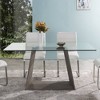 Bravo Contemporary Dining Table Wood/Dark Sonoma Base with Clear Glass - Armen Living: Seats 6, Pedestal Base, Modern Style - 3 of 4