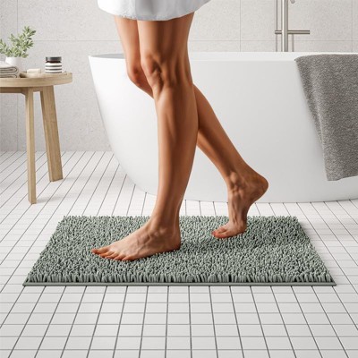 Mayshine Luxury Plush Shaggy Chenille Bathroom Mat, Non-Slip Bathmat, Super Absorbent Bathroom Rug