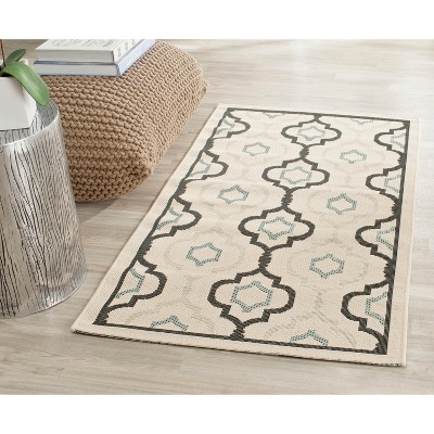 Geometric Beige and Gray Indoor/Outdoor Area Rug