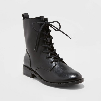 lace up black combat boots