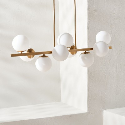 Imara Antique Gold 9-Light Chandelier with White Globe Shades